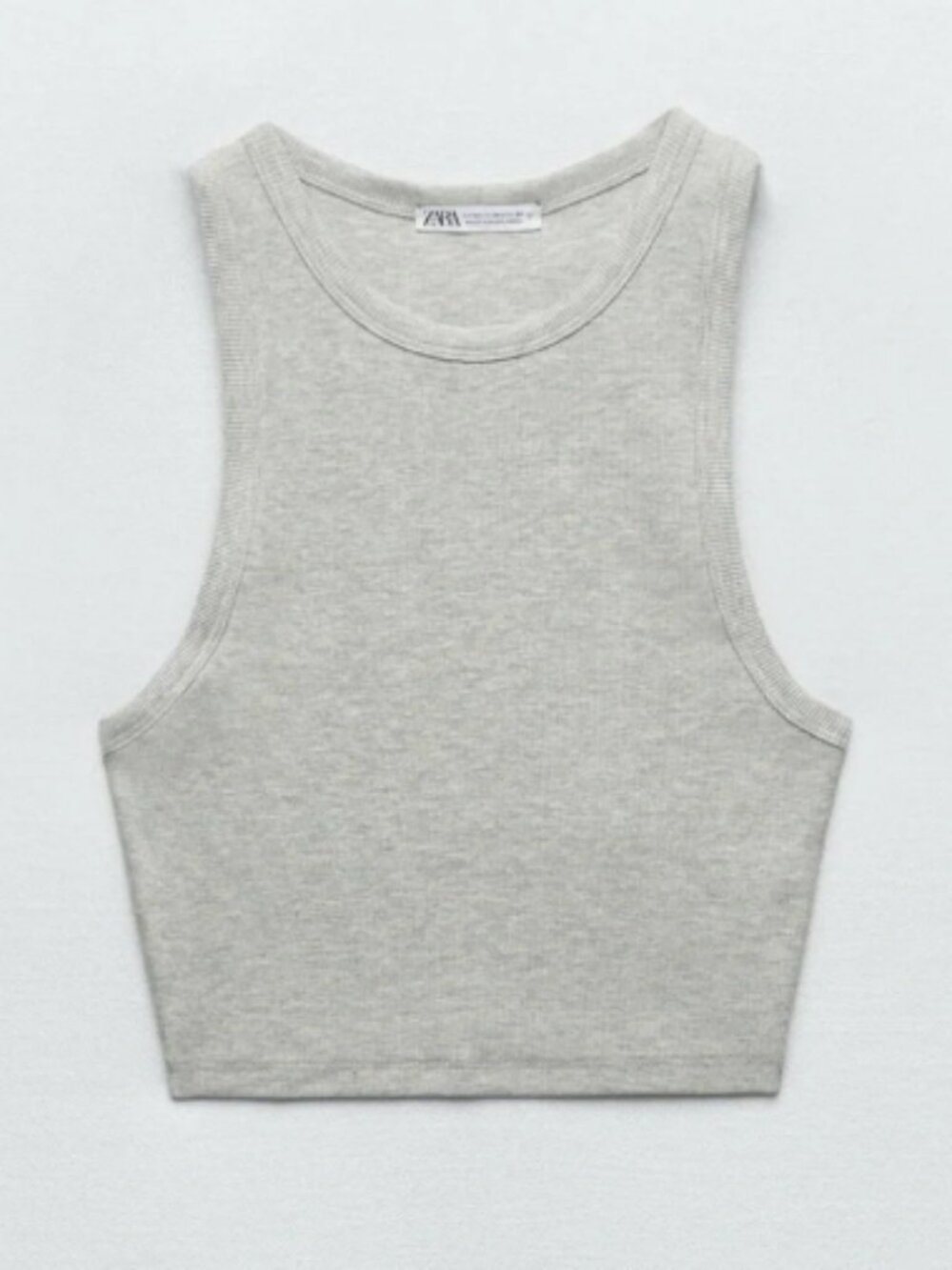 Zara Light Grey Ribbed Crop Tank Small